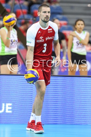  26.05.2018 KRAKOW <br />SIATKOWKA MEZCZYZN SIATKARSKA LIGA NARODOW MEZCZYZN 2018 <br />FIVB VOLLEYBALL NATIONS LEAGUE 2018 <br />MECZ POLSKA - ROSJA ( Poland - Russia ) <br />N/Z DAWID KONARSKI SYLWETKA <br /> 