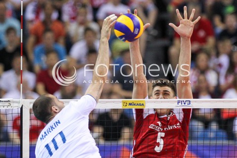  26.05.2018 KRAKOW <br />SIATKOWKA MEZCZYZN SIATKARSKA LIGA NARODOW MEZCZYZN 2018 <br />FIVB VOLLEYBALL NATIONS LEAGUE 2018 <br />MECZ POLSKA - ROSJA ( Poland - Russia ) <br />N/Z LUKASZ KACZMAREK <br /> 
