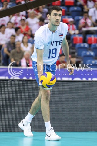  26.05.2018 KRAKOW <br />SIATKOWKA MEZCZYZN SIATKARSKA LIGA NARODOW MEZCZYZN 2018 <br />FIVB VOLLEYBALL NATIONS LEAGUE 2018 <br />MECZ POLSKA - ROSJA ( Poland - Russia ) <br />N/Z ROMANAS SHKULYAVICHUS SYLWETKA <br /> 