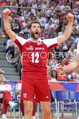  26.05.2018 KRAKOW <br />SIATKOWKA MEZCZYZN SIATKARSKA LIGA NARODOW MEZCZYZN 2018 <br />FIVB VOLLEYBALL NATIONS LEAGUE 2018 <br />MECZ POLSKA - ROSJA ( Poland - Russia ) <br />N/Z GRZEGORZ LOMACZ SYLWETKA RADOSC EMOCJE <br /> 