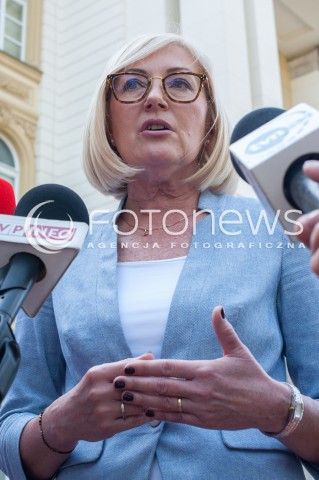  27.05.2018 WARSZAWA<br />KONFERENCJA PRASOWA RZECZNIK RZADU JOANNY KOPCINSKIEJ DOTYCZACA ZAWIESZENIA PROTESTU RODZICOW OSOB NIEPELNOSPRAWNYCH W SEJMIE<br />N/Z JOANNA KOPCINSKA<br /> 