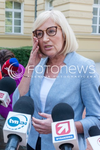  27.05.2018 WARSZAWA<br />KONFERENCJA PRASOWA RZECZNIK RZADU JOANNY KOPCINSKIEJ DOTYCZACA ZAWIESZENIA PROTESTU RODZICOW OSOB NIEPELNOSPRAWNYCH W SEJMIE<br />N/Z JOANNA KOPCINSKA<br /> 