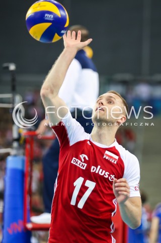  01.06.2018 LODZ <br />
SIATKOWKA MEZCZYZN SIATKARSKA LIGA NARODOW MEZCZYZN 2018 <br />
FIVB VOLLEYBALL NATIONS LEAGUE 2018 <br />
MECZ POLSKA - FRANCJA ( Poland - France ) <br />
N/Z PAWEL ZATORSKI SYLWETKA<br />
 