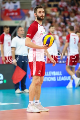  01.06.2018 LODZ <br />
SIATKOWKA MEZCZYZN SIATKARSKA LIGA NARODOW MEZCZYZN 2018 <br />
FIVB VOLLEYBALL NATIONS LEAGUE 2018 <br />
MECZ POLSKA - FRANCJA ( Poland - France ) <br />
N/Z GRZEGORZ LOMACZ SYLWETKA<br />
 