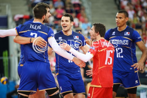  01.06.2018 LODZ <br />SIATKOWKA MEZCZYZN SIATKARSKA LIGA NARODOW MEZCZYZN 2018 <br />FIVB VOLLEYBALL NATIONS LEAGUE 2018 <br />MECZ POLSKA - FRANCJA ( Poland - France ) <br />N/Z ANTOINE BRIZARD STEPHEN BOYER RADOSC EMOCJE WYGRANA<br /> 