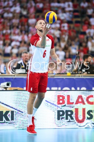  01.06.2018 LODZ <br />
SIATKOWKA MEZCZYZN SIATKARSKA LIGA NARODOW MEZCZYZN 2018 <br />
FIVB VOLLEYBALL NATIONS LEAGUE 2018 <br />
MECZ POLSKA - FRANCJA ( Poland - France ) <br />
N/Z BARTOSZ KUREK SYLWETKA<br />
 