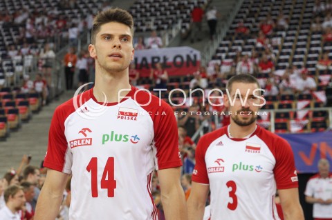 01.06.2018 LODZ <br />SIATKOWKA MEZCZYZN SIATKARSKA LIGA NARODOW MEZCZYZN 2018 <br />FIVB VOLLEYBALL NATIONS LEAGUE 2018 <br />MECZ POLSKA - FRANCJA ( Poland - France ) <br />N/Z ALEKSANDER SLIWKA DAWID KONARSKI SYLWETKA <br /> 