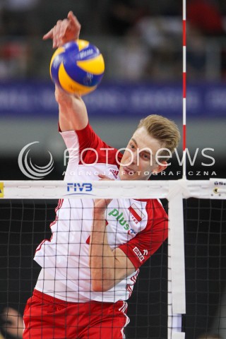  01.06.2018 LODZ <br />SIATKOWKA MEZCZYZN SIATKARSKA LIGA NARODOW MEZCZYZN 2018 <br />FIVB VOLLEYBALL NATIONS LEAGUE 2018 <br />MECZ POLSKA - FRANCJA ( Poland - France ) <br />N/Z ARTUR SZALPUK SYLWETKA ATAK <br /> 
