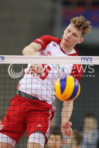  01.06.2018 LODZ <br />SIATKOWKA MEZCZYZN SIATKARSKA LIGA NARODOW MEZCZYZN 2018 <br />FIVB VOLLEYBALL NATIONS LEAGUE 2018 <br />MECZ POLSKA - FRANCJA ( Poland - France ) <br />N/Z JAKUB KOCHANOWSKI SYLWETKA ATAK <br /> 