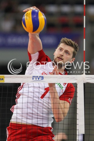  01.06.2018 LODZ <br />SIATKOWKA MEZCZYZN SIATKARSKA LIGA NARODOW MEZCZYZN 2018 <br />FIVB VOLLEYBALL NATIONS LEAGUE 2018 <br />MECZ POLSKA - FRANCJA ( Poland - France ) <br />N/Z PIOTR NOWAKOWSKI SYLWETKA ATAK <br /> 