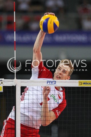  01.06.2018 LODZ <br />SIATKOWKA MEZCZYZN SIATKARSKA LIGA NARODOW MEZCZYZN 2018 <br />FIVB VOLLEYBALL NATIONS LEAGUE 2018 <br />MECZ POLSKA - FRANCJA ( Poland - France ) <br />N/Z ARTUR SZALPUK SYLWETKA ATAK <br /> 