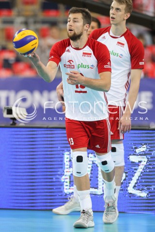  01.06.2018 LODZ <br />SIATKOWKA MEZCZYZN SIATKARSKA LIGA NARODOW MEZCZYZN 2018 <br />FIVB VOLLEYBALL NATIONS LEAGUE 2018 <br />MECZ POLSKA - FRANCJA ( Poland - France ) <br />N/Z MICHAL KUBIAK SYLWETKA <br /> 