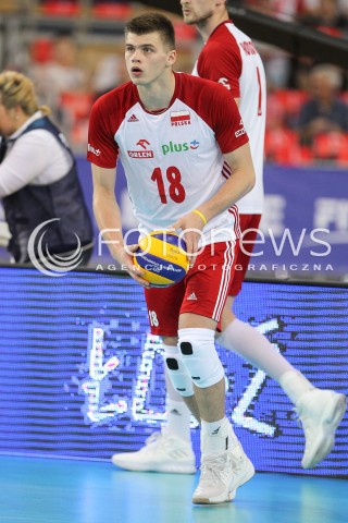  01.06.2018 LODZ <br />SIATKOWKA MEZCZYZN SIATKARSKA LIGA NARODOW MEZCZYZN 2018 <br />FIVB VOLLEYBALL NATIONS LEAGUE 2018 <br />MECZ POLSKA - FRANCJA ( Poland - France ) <br />N/Z BARTOSZ KWOLEK SYLWETKA <br /> 