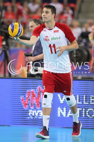  01.06.2018 LODZ <br />SIATKOWKA MEZCZYZN SIATKARSKA LIGA NARODOW MEZCZYZN 2018 <br />FIVB VOLLEYBALL NATIONS LEAGUE 2018 <br />MECZ POLSKA - FRANCJA ( Poland - France ) <br />N/Z FABIAN DRZYZGA SYLWETKA <br /> 