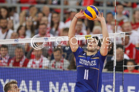  01.06.2018 LODZ <br />SIATKOWKA MEZCZYZN SIATKARSKA LIGA NARODOW MEZCZYZN 2018 <br />FIVB VOLLEYBALL NATIONS LEAGUE 2018 <br />MECZ POLSKA - FRANCJA ( Poland - France ) <br />N/Z ANTOINE BRIZARD  SYLWETKA <br /> 