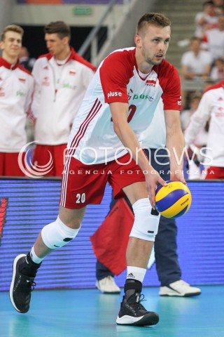  01.06.2018 LODZ <br />SIATKOWKA MEZCZYZN SIATKARSKA LIGA NARODOW MEZCZYZN 2018 <br />FIVB VOLLEYBALL NATIONS LEAGUE 2018 <br />MECZ POLSKA - FRANCJA ( Poland - France ) <br />N/Z MATEUSZ BIENIEK SYLWETKA <br /> 