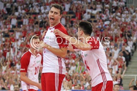  01.06.2018 LODZ <br />SIATKOWKA MEZCZYZN SIATKARSKA LIGA NARODOW MEZCZYZN 2018 <br />FIVB VOLLEYBALL NATIONS LEAGUE 2018 <br />MECZ POLSKA - FRANCJA ( Poland - France ) <br />N/Z FABIAN DRZYZGA ALEKSANDER SLIWKA RADOSC EMOCJE <br /> 