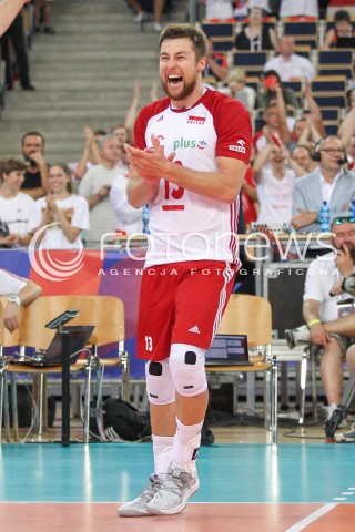  01.06.2018 LODZ <br />SIATKOWKA MEZCZYZN SIATKARSKA LIGA NARODOW MEZCZYZN 2018 <br />FIVB VOLLEYBALL NATIONS LEAGUE 2018 <br />MECZ POLSKA - FRANCJA ( Poland - France ) <br />N/Z MICHAL KUBIAK RADOSC EMOCJE SYLWETKA <br /> 