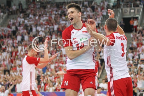  01.06.2018 LODZ <br />SIATKOWKA MEZCZYZN SIATKARSKA LIGA NARODOW MEZCZYZN 2018 <br />FIVB VOLLEYBALL NATIONS LEAGUE 2018 <br />MECZ POLSKA - FRANCJA ( Poland - France ) <br />N/Z ALEKSANDER SLIWKA DAWID KONARSKI RADOSC EMOCJE <br /> 
