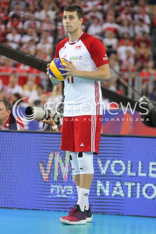  01.06.2018 LODZ <br />SIATKOWKA MEZCZYZN SIATKARSKA LIGA NARODOW MEZCZYZN 2018 <br />FIVB VOLLEYBALL NATIONS LEAGUE 2018 <br />MECZ POLSKA - FRANCJA ( Poland - France ) <br />N/Z FABIAN DRZYZGA SYLWETKA <br /> 