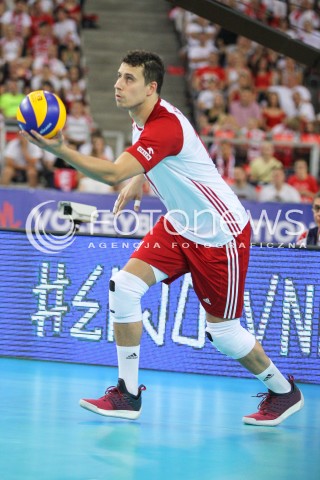  01.06.2018 LODZ <br />SIATKOWKA MEZCZYZN SIATKARSKA LIGA NARODOW MEZCZYZN 2018 <br />FIVB VOLLEYBALL NATIONS LEAGUE 2018 <br />MECZ POLSKA - FRANCJA ( Poland - France ) <br />N/Z FABIAN DRZYZGA SYLWETKA <br /> 