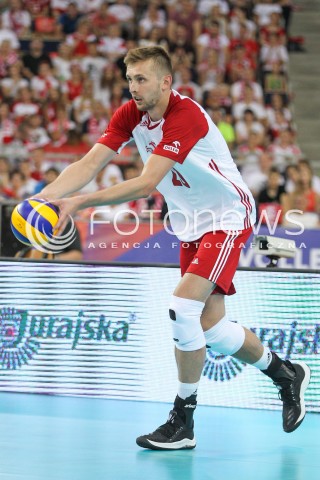  01.06.2018 LODZ <br />SIATKOWKA MEZCZYZN SIATKARSKA LIGA NARODOW MEZCZYZN 2018 <br />FIVB VOLLEYBALL NATIONS LEAGUE 2018 <br />MECZ POLSKA - FRANCJA ( Poland - France ) <br />N/Z MATEUSZ BIENIEK SYLWETKA <br /> 