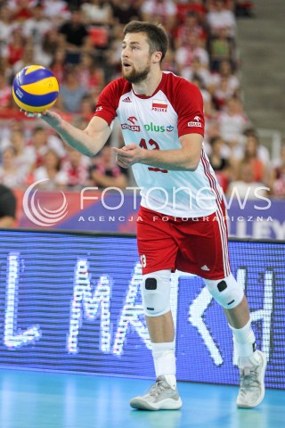  01.06.2018 LODZ <br />SIATKOWKA MEZCZYZN SIATKARSKA LIGA NARODOW MEZCZYZN 2018 <br />FIVB VOLLEYBALL NATIONS LEAGUE 2018 <br />MECZ POLSKA - FRANCJA ( Poland - France ) <br />N/Z MICHAL KUBIAK SYLWETKA <br /> 