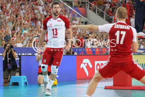  01.06.2018 LODZ <br />SIATKOWKA MEZCZYZN SIATKARSKA LIGA NARODOW MEZCZYZN 2018 <br />FIVB VOLLEYBALL NATIONS LEAGUE 2018 <br />MECZ POLSKA - FRANCJA ( Poland - France ) <br />N/Z MICHAL KUBIAK PAWEL ZATORSKI RADOSC EMOCJE <br /> 