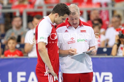  02.06.2018 LODZ <br />SIATKOWKA MEZCZYZN SIATKARSKA LIGA NARODOW MEZCZYZN 2018 <br />FIVB VOLLEYBALL NATIONS LEAGUE 2018 <br />MECZ POLSKA - CHINY ( Poland - China ) <br />N/Z VITAL HEYNEN - I TRENER ( HEAD COACH ) FABIAN DRZYZGA <br /> 