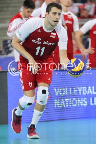  02.06.2018 LODZ <br />SIATKOWKA MEZCZYZN SIATKARSKA LIGA NARODOW MEZCZYZN 2018 <br />FIVB VOLLEYBALL NATIONS LEAGUE 2018 <br />MECZ POLSKA - CHINY ( Poland - China ) <br />N/Z FABIAN DRZYZGA SYLWETKA <br /> 