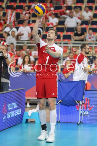  02.06.2018 LODZ <br />SIATKOWKA MEZCZYZN SIATKARSKA LIGA NARODOW MEZCZYZN 2018 <br />FIVB VOLLEYBALL NATIONS LEAGUE 2018 <br />MECZ POLSKA - CHINY ( Poland - China ) <br />N/Z PIOTR NOWAKOWSKI SYLWETKA <br /> 