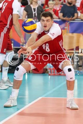  02.06.2018 LODZ <br />SIATKOWKA MEZCZYZN SIATKARSKA LIGA NARODOW MEZCZYZN 2018 <br />FIVB VOLLEYBALL NATIONS LEAGUE 2018 <br />MECZ POLSKA - CHINY ( Poland - China ) <br />N/Z BARTOSZ KWOLEK SYLWETKA <br /> 