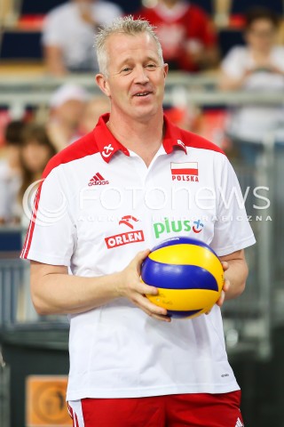  03.06.2018 LODZ <br />
SIATKOWKA MEZCZYZN SIATKARSKA LIGA NARODOW MEZCZYZN 2018 <br />
FIVB VOLLEYBALL NATIONS LEAGUE 2018 <br />
MECZ POLSKA - NIEMCY ( Poland - Germany ) <br />
N/Z TRENER VITAL HEYNEN SYLWETKA<br />
 