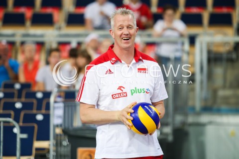  03.06.2018 LODZ <br />
SIATKOWKA MEZCZYZN SIATKARSKA LIGA NARODOW MEZCZYZN 2018 <br />
FIVB VOLLEYBALL NATIONS LEAGUE 2018 <br />
MECZ POLSKA - NIEMCY ( Poland - Germany ) <br />
N/Z TRENER VITAL HEYNEN SYLWETKA<br />
 