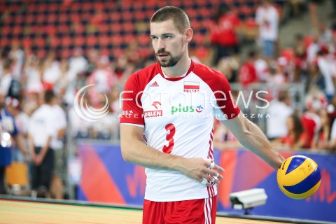  03.06.2018 LODZ <br />
SIATKOWKA MEZCZYZN SIATKARSKA LIGA NARODOW MEZCZYZN 2018 <br />
FIVB VOLLEYBALL NATIONS LEAGUE 2018 <br />
MECZ POLSKA - NIEMCY ( Poland - Germany ) <br />
N/Z DAWID KONARSKI SYLWETKA<br />
 