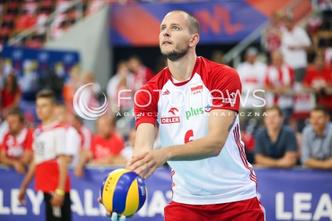  03.06.2018 LODZ <br />
SIATKOWKA MEZCZYZN SIATKARSKA LIGA NARODOW MEZCZYZN 2018 <br />
FIVB VOLLEYBALL NATIONS LEAGUE 2018 <br />
MECZ POLSKA - NIEMCY ( Poland - Germany ) <br />
N/Z BARTOSZ KUREK SYLWETKA<br />
 
