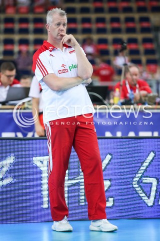 03.06.2018 LODZ <br />
SIATKOWKA MEZCZYZN SIATKARSKA LIGA NARODOW MEZCZYZN 2018 <br />
FIVB VOLLEYBALL NATIONS LEAGUE 2018 <br />
MECZ POLSKA - NIEMCY ( Poland - Germany ) <br />
N/Z TRENER VITAL HEYNEN SYLWETKA<br />
 