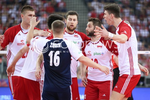  03.06.2018 LODZ <br />
SIATKOWKA MEZCZYZN SIATKARSKA LIGA NARODOW MEZCZYZN 2018 <br />
FIVB VOLLEYBALL NATIONS LEAGUE 2018 <br />
MECZ POLSKA - NIEMCY ( Poland - Germany ) <br />
N/Z MICHAL KUBIAK PAWEL ZATORSKI RADOSC EMOCJE<br />
 