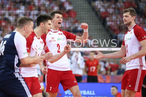  03.06.2018 LODZ <br />
SIATKOWKA MEZCZYZN SIATKARSKA LIGA NARODOW MEZCZYZN 2018 <br />
FIVB VOLLEYBALL NATIONS LEAGUE 2018 <br />
MECZ POLSKA - NIEMCY ( Poland - Germany ) <br />
N/Z MACIEJ MUZAJ RADOSC EMOCJE<br />
 