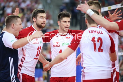  03.06.2018 LODZ <br />
SIATKOWKA MEZCZYZN SIATKARSKA LIGA NARODOW MEZCZYZN 2018 <br />
FIVB VOLLEYBALL NATIONS LEAGUE 2018 <br />
MECZ POLSKA - NIEMCY ( Poland - Germany ) <br />
N/Z ALEKSANDER SLIWKA MICHAL KUBIAK RADOSC EMOCJE<br />
 