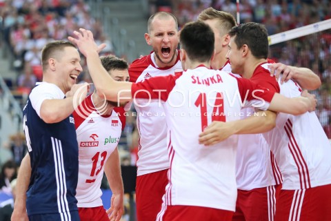  03.06.2018 LODZ <br />
SIATKOWKA MEZCZYZN SIATKARSKA LIGA NARODOW MEZCZYZN 2018 <br />
FIVB VOLLEYBALL NATIONS LEAGUE 2018 <br />
MECZ POLSKA - NIEMCY ( Poland - Germany ) <br />
N/Z BARTOSZ KUREK RADOSC EMOCJE<br />
 