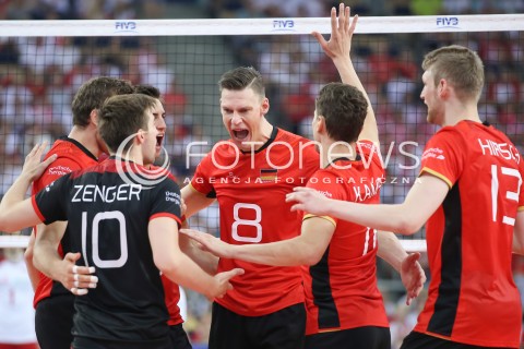  03.06.2018 LODZ <br />
SIATKOWKA MEZCZYZN SIATKARSKA LIGA NARODOW MEZCZYZN 2018 <br />
FIVB VOLLEYBALL NATIONS LEAGUE 2018 <br />
MECZ POLSKA - NIEMCY ( Poland - Germany ) <br />
N/Z MARCUS BOHME RADOSC EMOCJE<br />
 