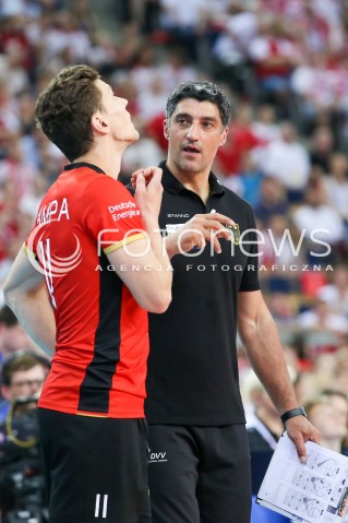  03.06.2018 LODZ <br />
SIATKOWKA MEZCZYZN SIATKARSKA LIGA NARODOW MEZCZYZN 2018 <br />
FIVB VOLLEYBALL NATIONS LEAGUE 2018 <br />
MECZ POLSKA - NIEMCY ( Poland - Germany ) <br />
N/Z TRENER ANDREA GIANI SYLWETKA<br />
 