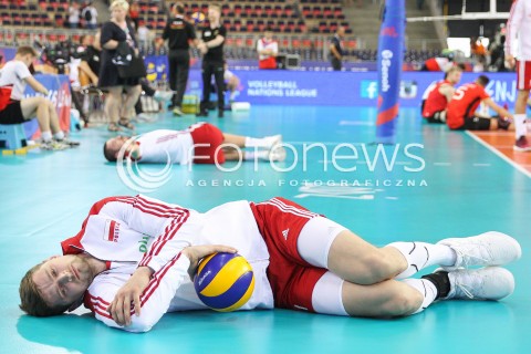  03.06.2018 LODZ <br />
SIATKOWKA MEZCZYZN SIATKARSKA LIGA NARODOW MEZCZYZN 2018 <br />
FIVB VOLLEYBALL NATIONS LEAGUE 2018 <br />
MECZ POLSKA - NIEMCY ( Poland - Germany ) <br />
N/Z PIOTR NOWAKOWSKI SYLWETKA <br />
 