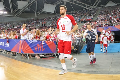  03.06.2018 LODZ <br />
SIATKOWKA MEZCZYZN SIATKARSKA LIGA NARODOW MEZCZYZN 2018 <br />
FIVB VOLLEYBALL NATIONS LEAGUE 2018 <br />
MECZ POLSKA - NIEMCY ( Poland - Germany ) <br />
N/Z MICHAL KUBIAK SYLWETKA MICHAL ZUREK <br />
 