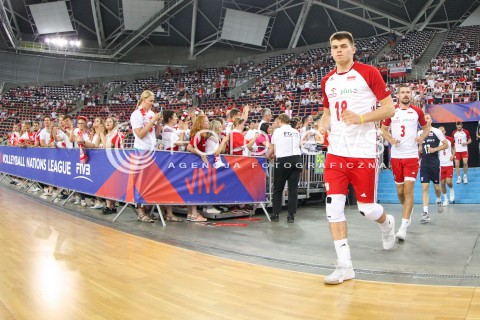  03.06.2018 LODZ <br />
SIATKOWKA MEZCZYZN SIATKARSKA LIGA NARODOW MEZCZYZN 2018 <br />
FIVB VOLLEYBALL NATIONS LEAGUE 2018 <br />
MECZ POLSKA - NIEMCY ( Poland - Germany ) <br />
N/Z BARTOSZ KWOLEK SYLWETKA <br />
 