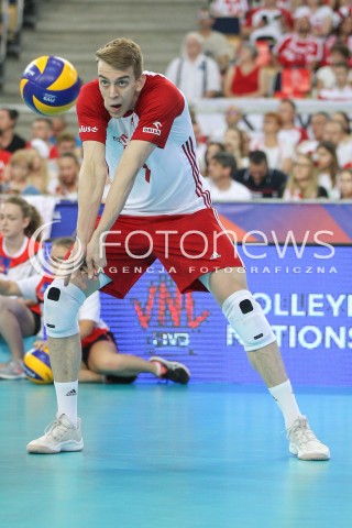  03.06.2018 LODZ <br />
SIATKOWKA MEZCZYZN SIATKARSKA LIGA NARODOW MEZCZYZN 2018 <br />
FIVB VOLLEYBALL NATIONS LEAGUE 2018 <br />
MECZ POLSKA - NIEMCY ( Poland - Germany ) <br />
N/Z ARTUR SZALPUK SYLWETKA <br />
 