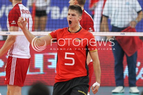  03.06.2018 LODZ <br />
SIATKOWKA MEZCZYZN SIATKARSKA LIGA NARODOW MEZCZYZN 2018 <br />
FIVB VOLLEYBALL NATIONS LEAGUE 2018 <br />
MECZ POLSKA - NIEMCY ( Poland - Germany ) <br />
N/Z MORITZ REICHERT RADOSC EMOCJE SYLWETKA <br />
 