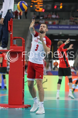  03.06.2018 LODZ <br />
SIATKOWKA MEZCZYZN SIATKARSKA LIGA NARODOW MEZCZYZN 2018 <br />
FIVB VOLLEYBALL NATIONS LEAGUE 2018 <br />
MECZ POLSKA - NIEMCY ( Poland - Germany ) <br />
N/Z DAWID KONARSKI SYLWETKA <br />
 