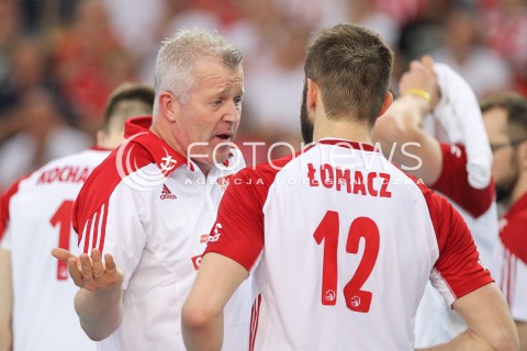  03.06.2018 LODZ <br />SIATKOWKA MEZCZYZN SIATKARSKA LIGA NARODOW MEZCZYZN 2018 <br />FIVB VOLLEYBALL NATIONS LEAGUE 2018 <br />MECZ POLSKA - NIEMCY ( Poland - Germany ) <br />N/Z VITAL HEYNEN - I TRENER ( HEAD COACH ) GRZEGORZ LOMACZ SYLWETKA <br /> 